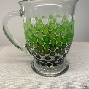 Hand-Painted Stippled Green Dot Glass Pitcher - Vintage Libbey